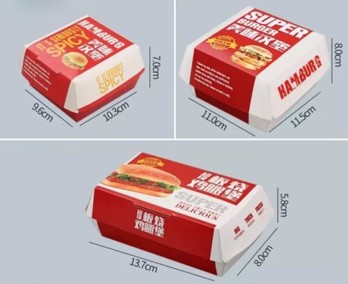 kích thước hộp bánh hamburger